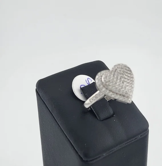 Heart Pave Ring Sterling Silver 925 - Picture 2 of 10